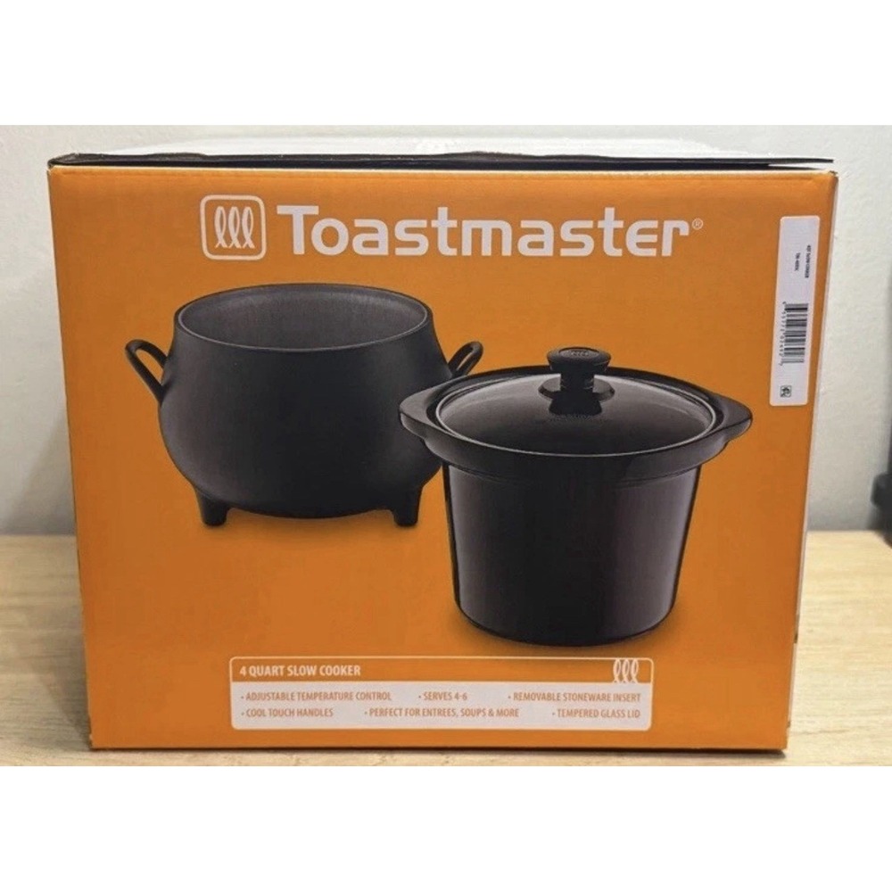 Toastmaster 4 QT Black Cauldron Slow Cooker Glass Lid Halloween IN Hand A - Picture 2 of 3
